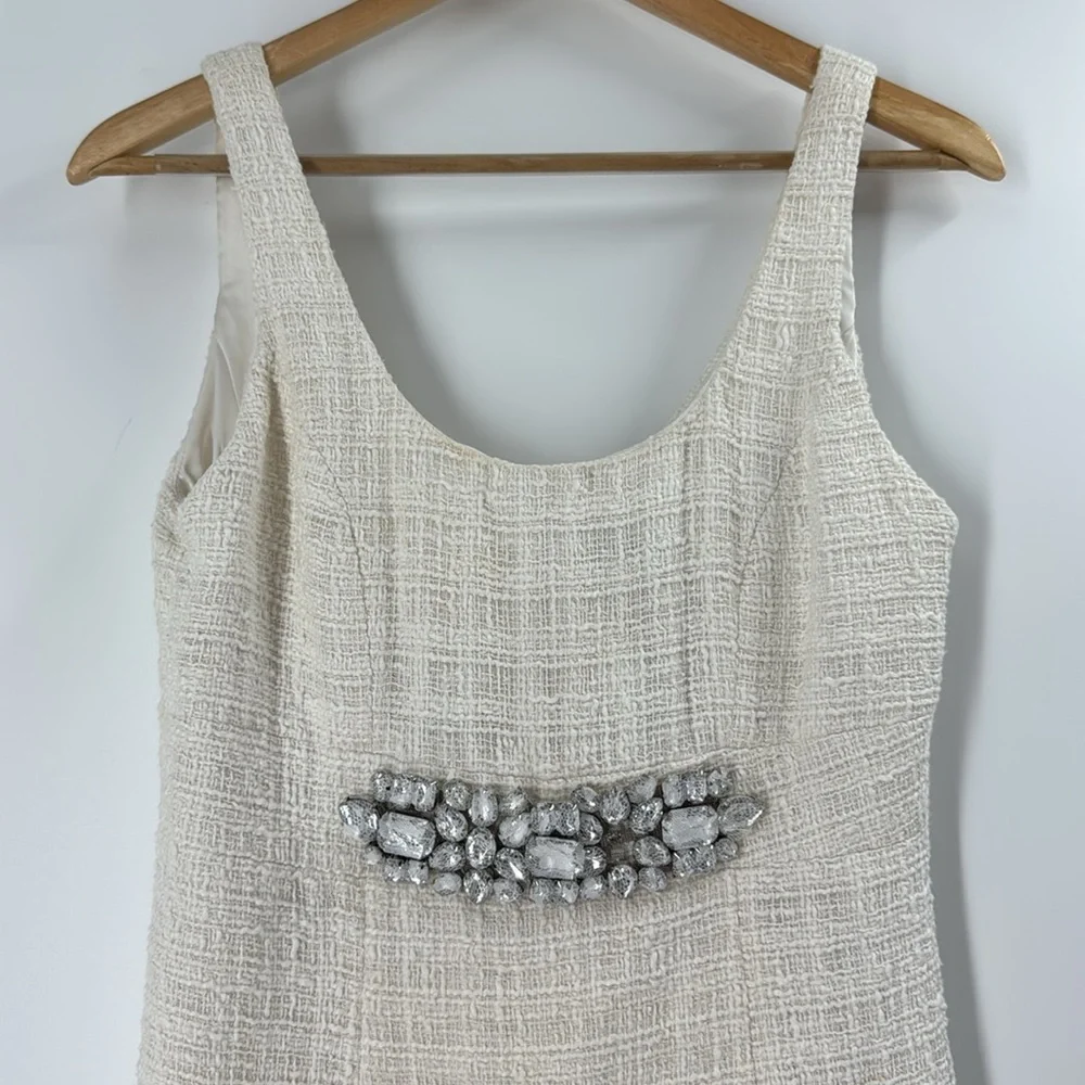 Boston Proper cream tweed boucle knit sheath dress classic - Picture 7 of 16